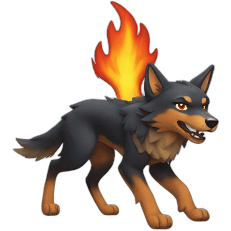 Fire wolf emoji