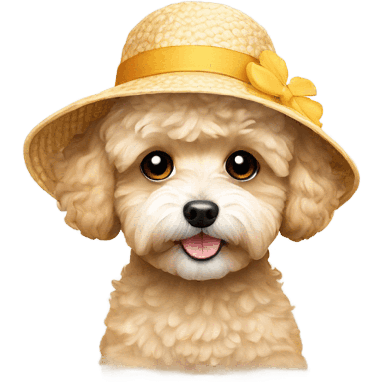 Maltipoo with sun hat emoji