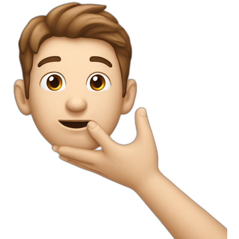 Homme qui lève les mains en l’air en aillant l’air innocent emoji