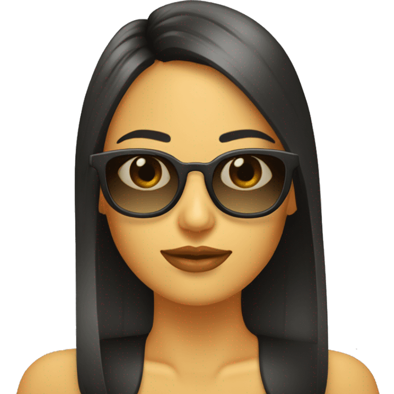 Chica morena con gafas flequillo recto emoji