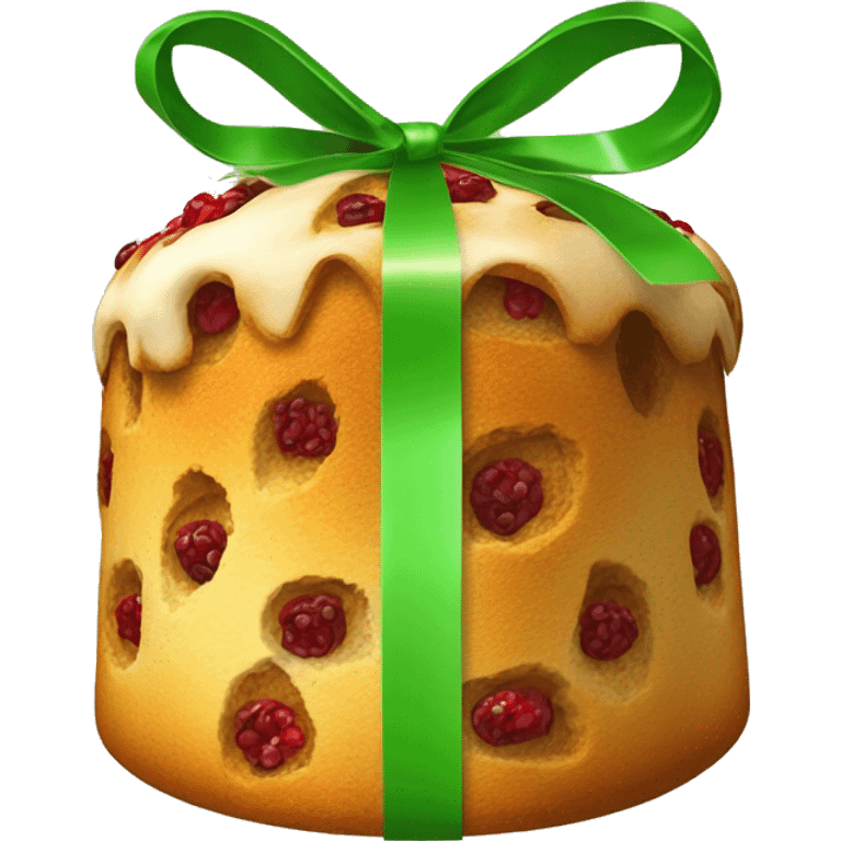 un panettone, tradicionalmente decorado con frutas confitadas verdes y rojas y pasas. emoji