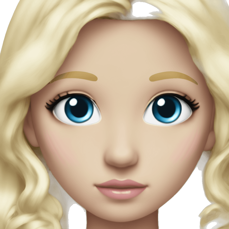 ocean blue doll eyes, blonde hair, feminine, pink, girl, angelic emoji