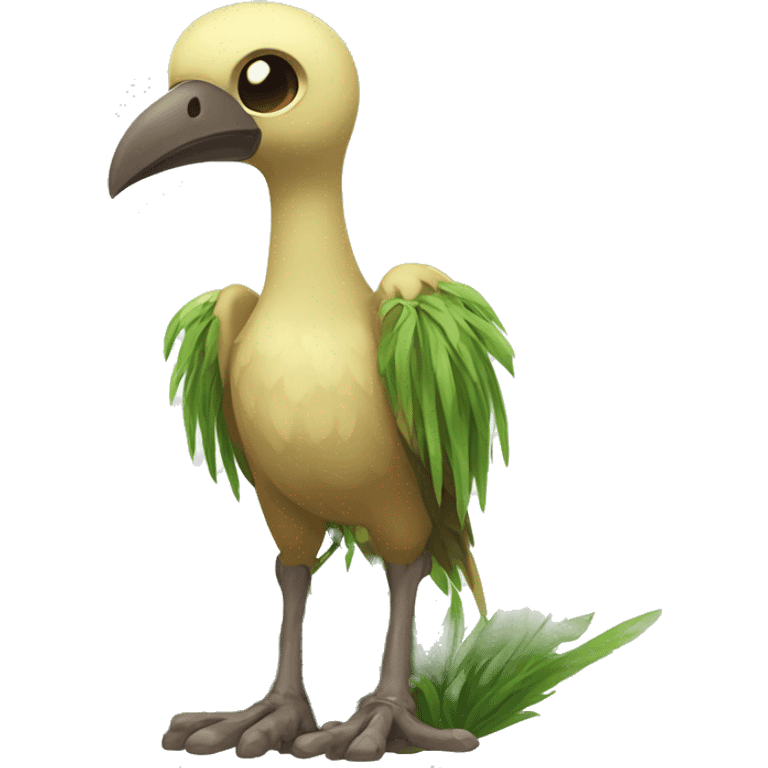 earthly muddy fresh Cool Cute Fantasy legendary jungle-bird plant-grass-type-Dendro-avian Fakemon full body emoji