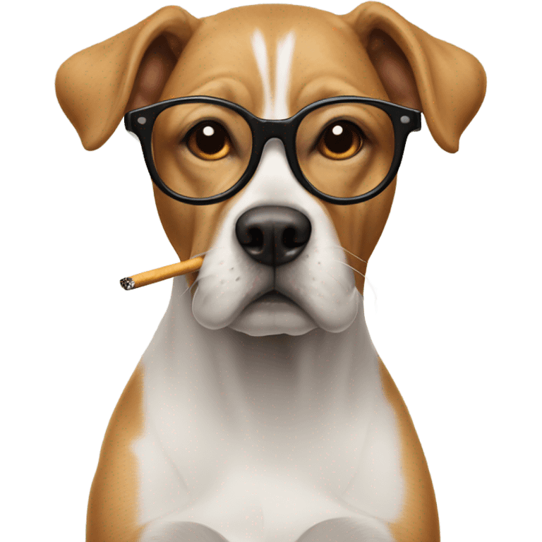 Dog with glasses and cigarette  emoji