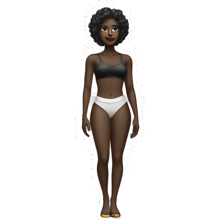 Beautiful dark skinned lady with a good body and black and white jordan 4 on emoji