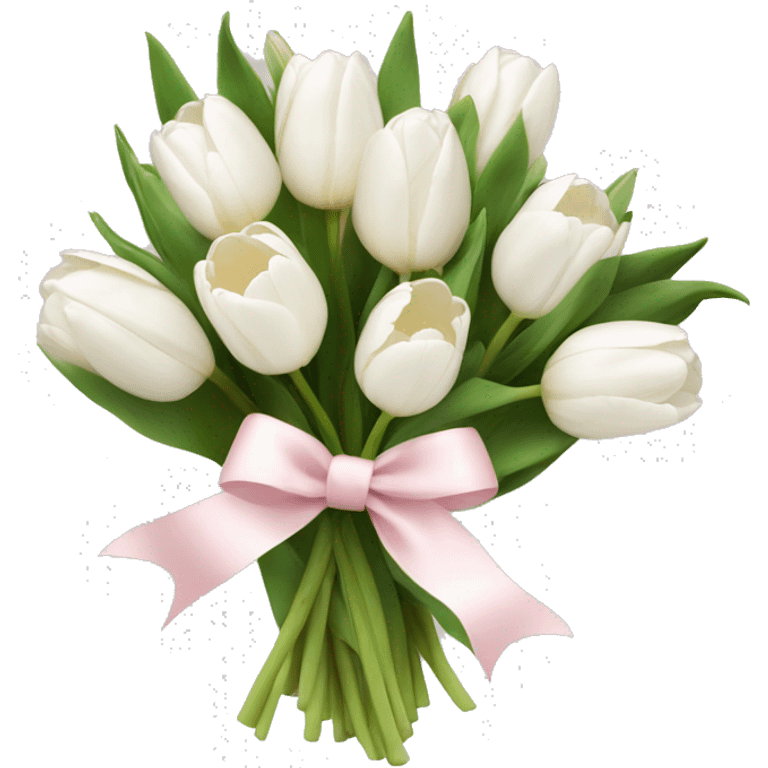 White tulips bouquet with light pink bow  emoji