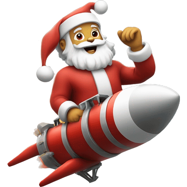 santa claus on the rocket emoji