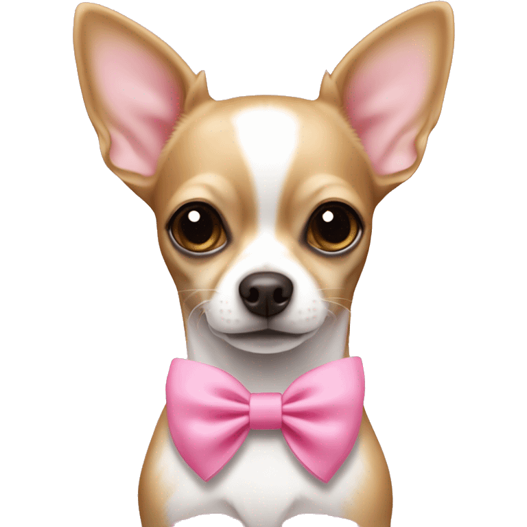 Light brown and white chihuahua with pink bow emoji