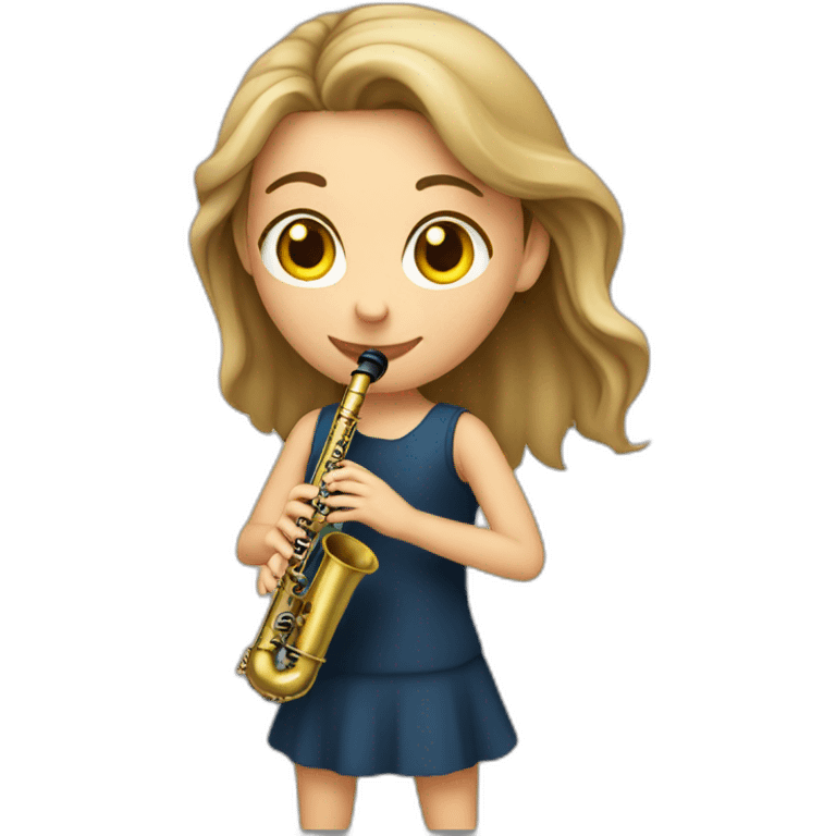 caucasian girl playing a clarinet emoji