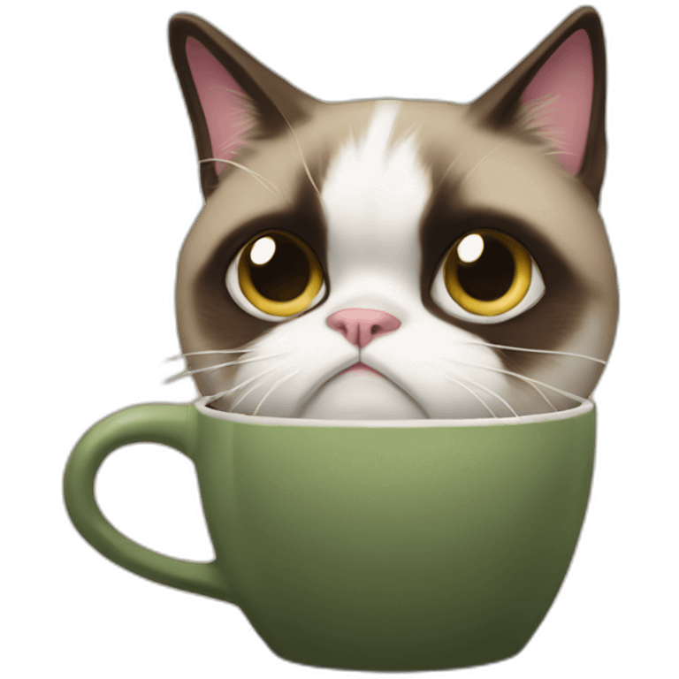 grumpy cat drops a coffee mug on the floor emoji