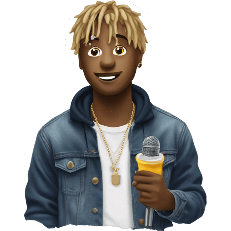 Juice wrld with a microphone in his hand emoji