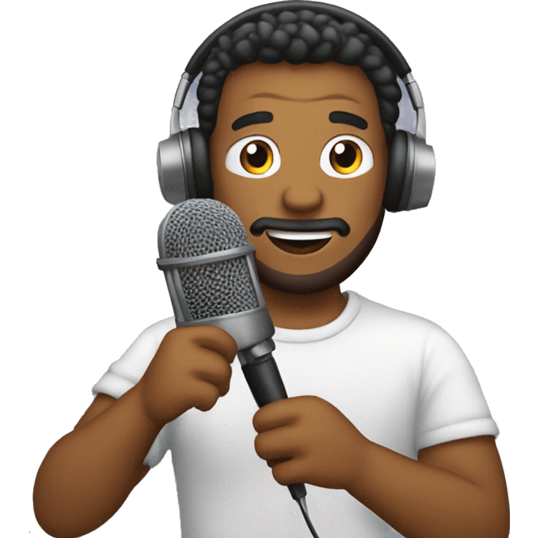 a guy creating a podcast with a mic emoji