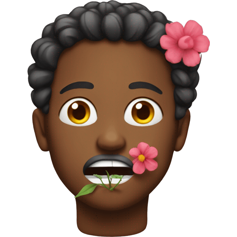 Emoji with a flower in the mouth emoji