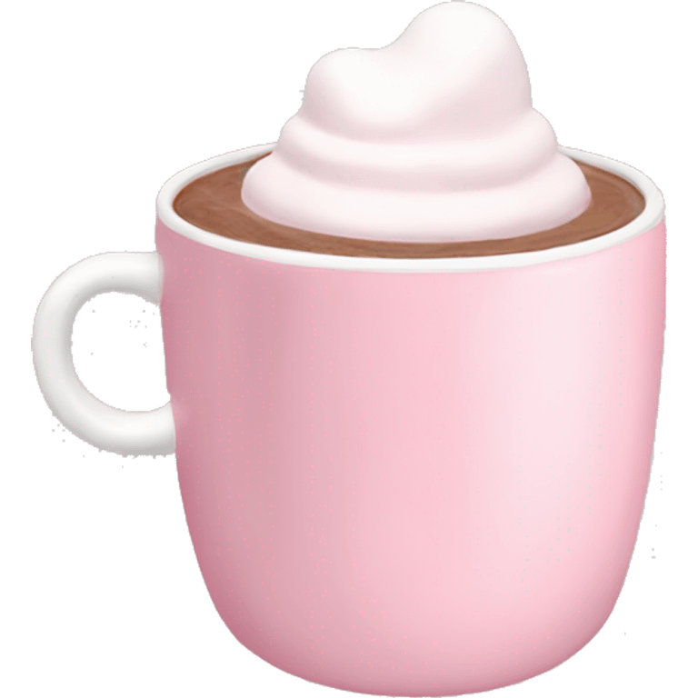 Aesthetic hot chocolate in light pink cup marshmallow  emoji