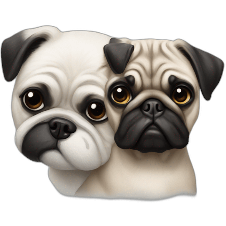 A black and white shitzu next to a pug emoji