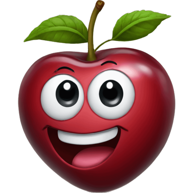 Cherry with happy face emoji