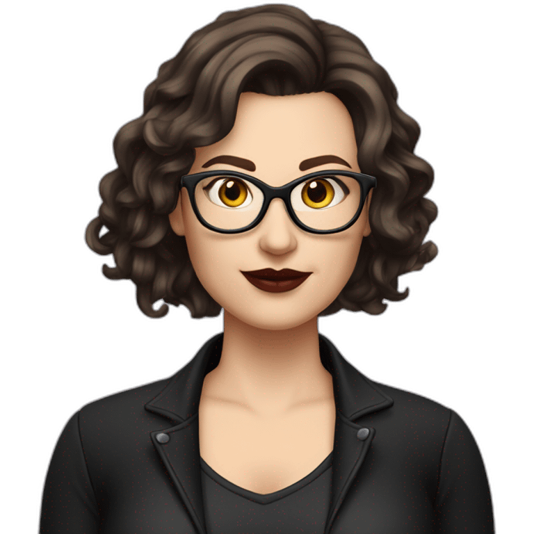 Sexy-Caucasian-Mum-woman-goth-brown-hair-standing-wearing-glasses-plus-size emoji