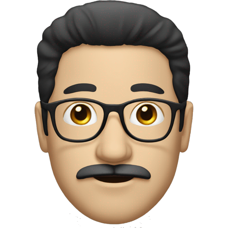 a white man, with straight black hair till the neck, a black mustache and glasses emoji