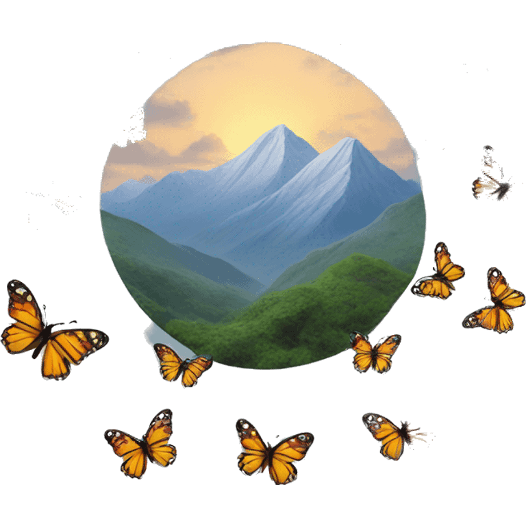 butterflies over a mountain  emoji