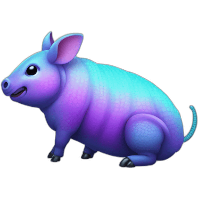 Iridescent cyan purple gradient pig armadillo cow centipede insect with star markings emoji