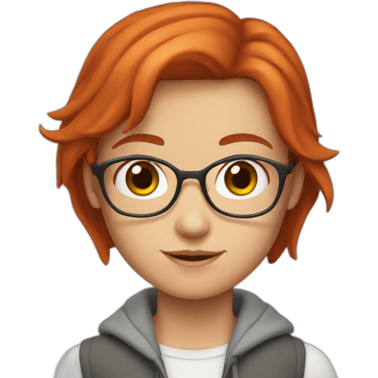 Red-haired girl with a gan emoji