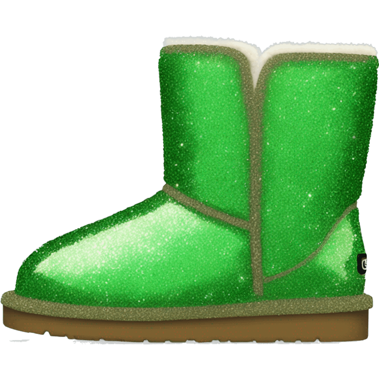 Realistic green Sparkle glitter and fur Ugg boots. emoji