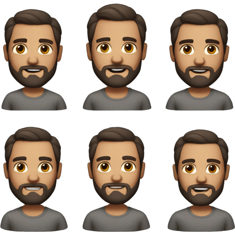 memoji men with a beard and dark hair. brown eyes around the age of 48 emoji