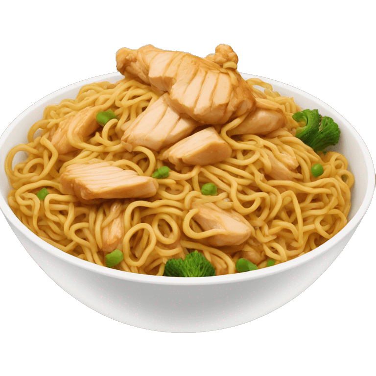 chicken chow mein in a bowl emoji