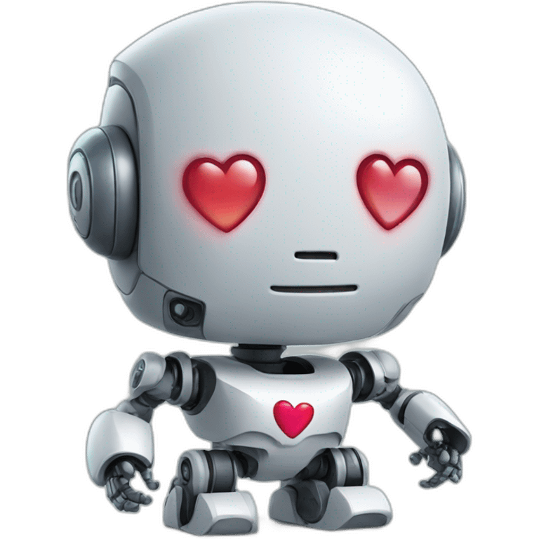 robot holding a heart emoji