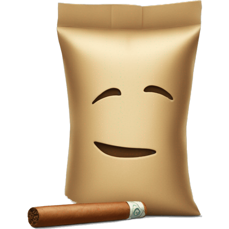 a bag of flour smokes a cigar emoji