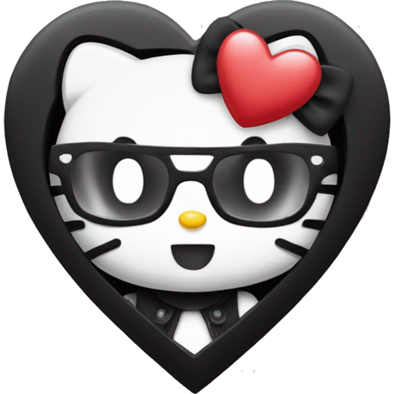 hello kitty heart black emoji