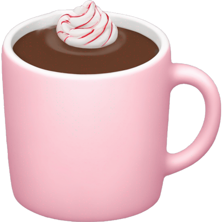 Light pink mug with no face with peppermint hot chocolate  emoji