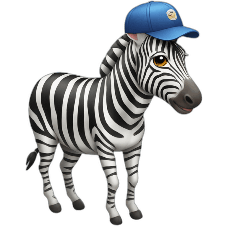 Hopping zebra wearing cap emoji