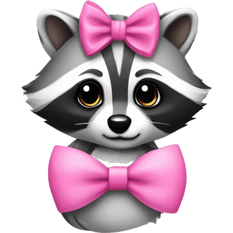 raccoon and a pink bow emoji