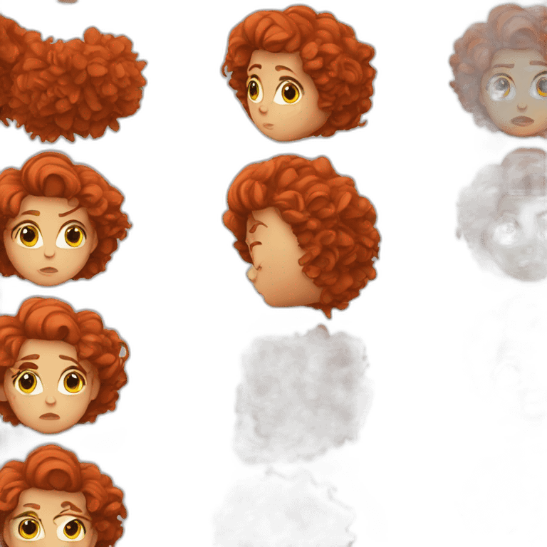 female with red curly hair feeling sad emoji