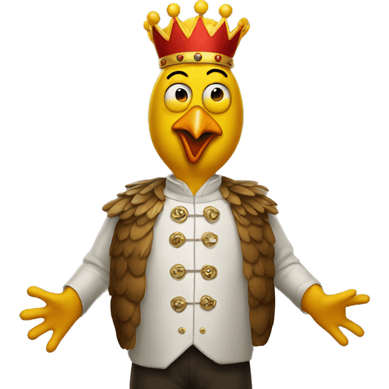 man dressed as a chicken king emoji