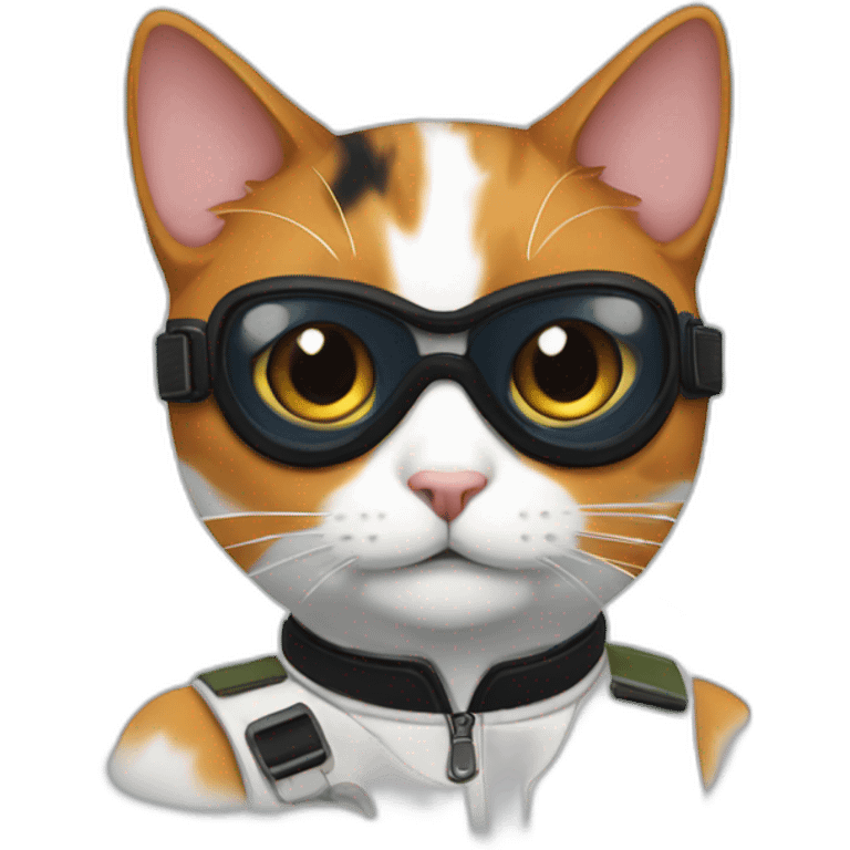 calico cat with black mark as pilot emoji