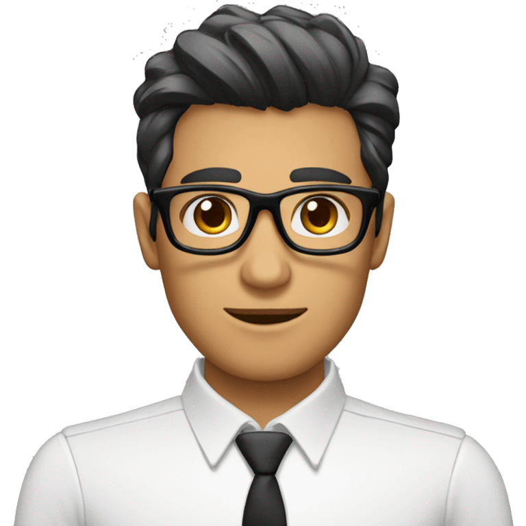 hombre moreno con gafas cabello negro ojos cafe emoji