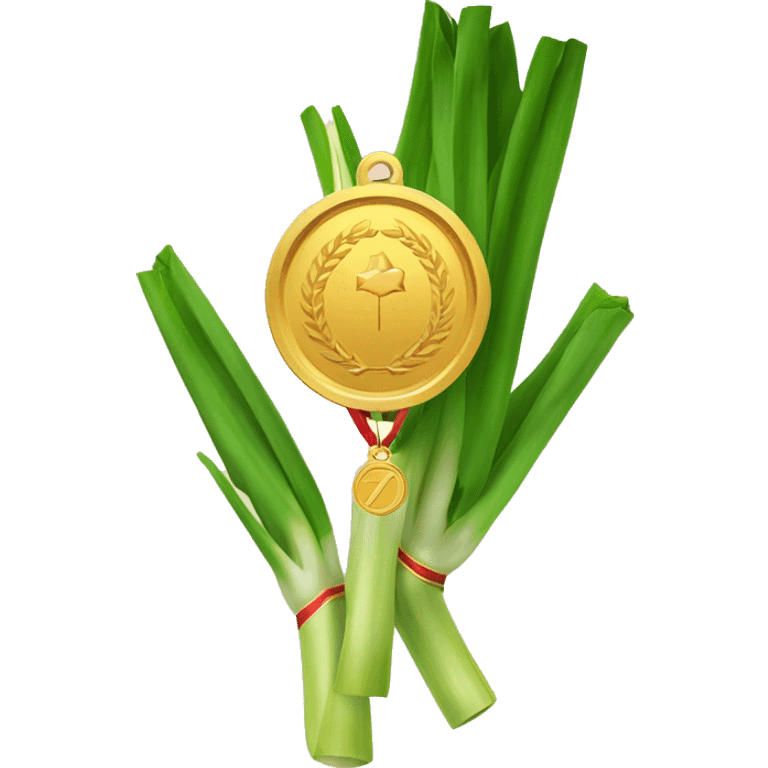 leek with a gold medal emoji