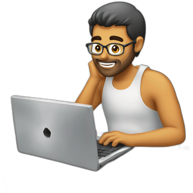 chico usando computadora emoji