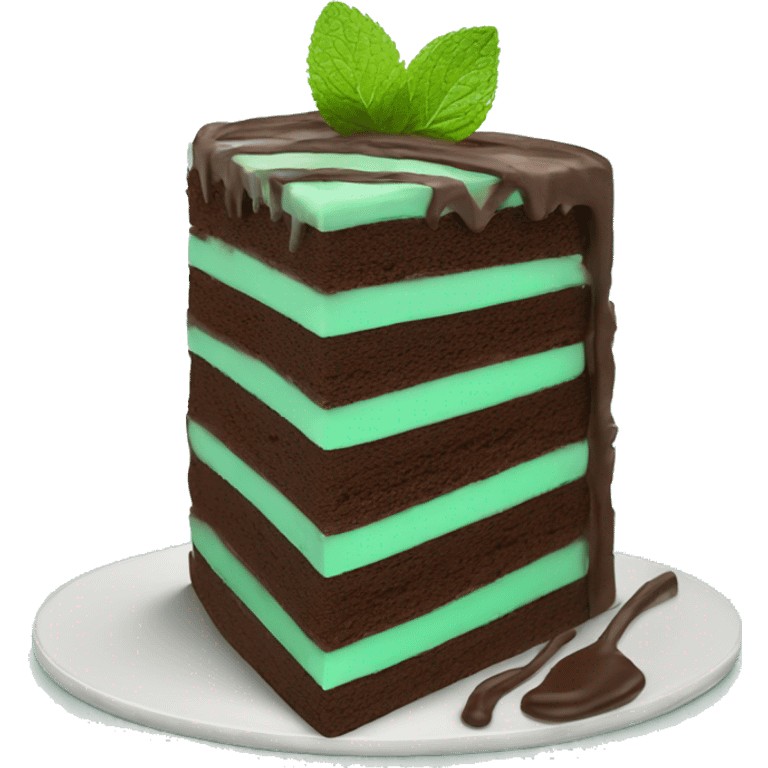 Realistic mint chocolate layered cake emoji