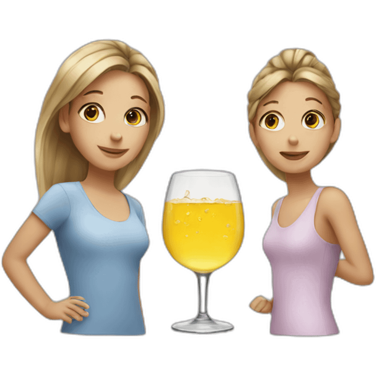 two girls one glass emoji