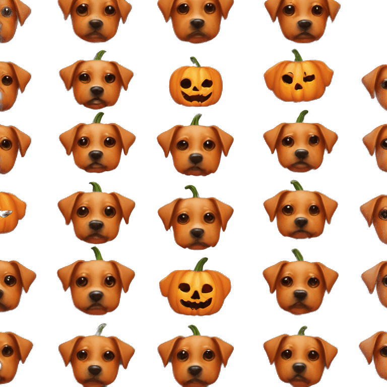 Dog with halloween pumpkin on head emoji