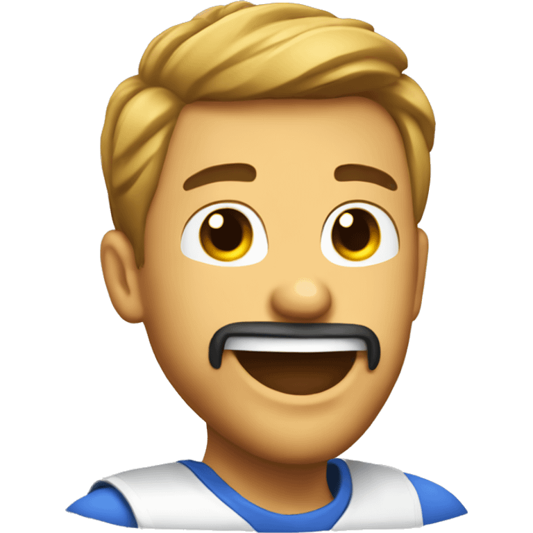 create an emoji of a gamer guy with goatee laughing emoji