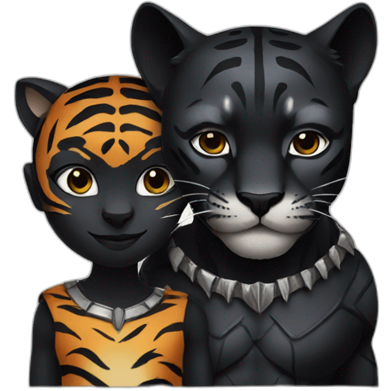 black panther with tiger emoji