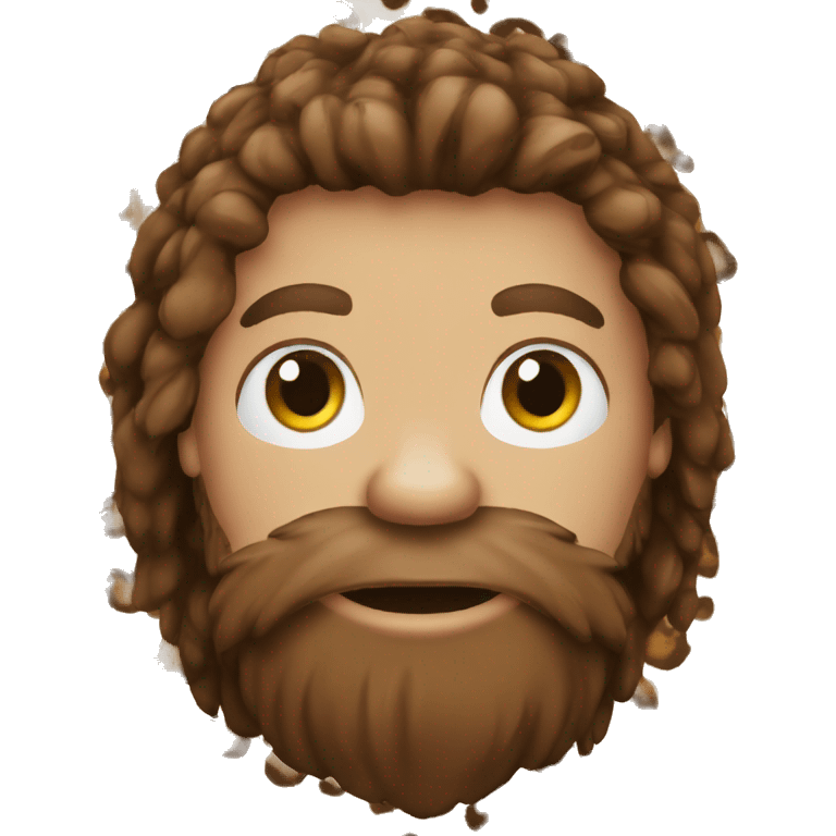 caveman emoji head only with leopard print bandana and brown hair emoji