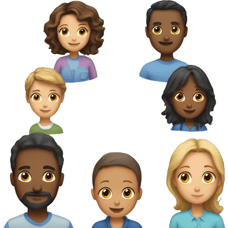 family with father, mother, three brothers and two sisters emoji