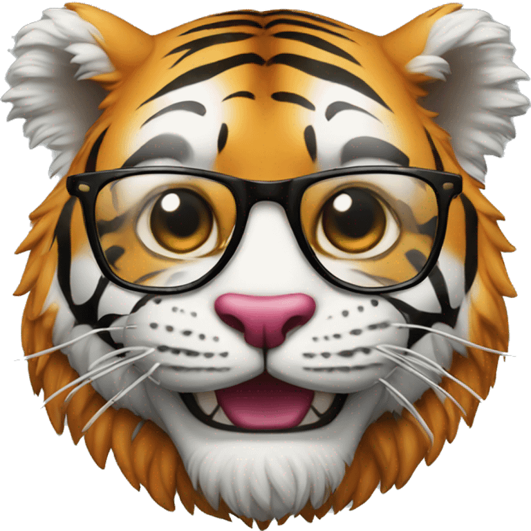 tiger clown in glasses with laptop emoji