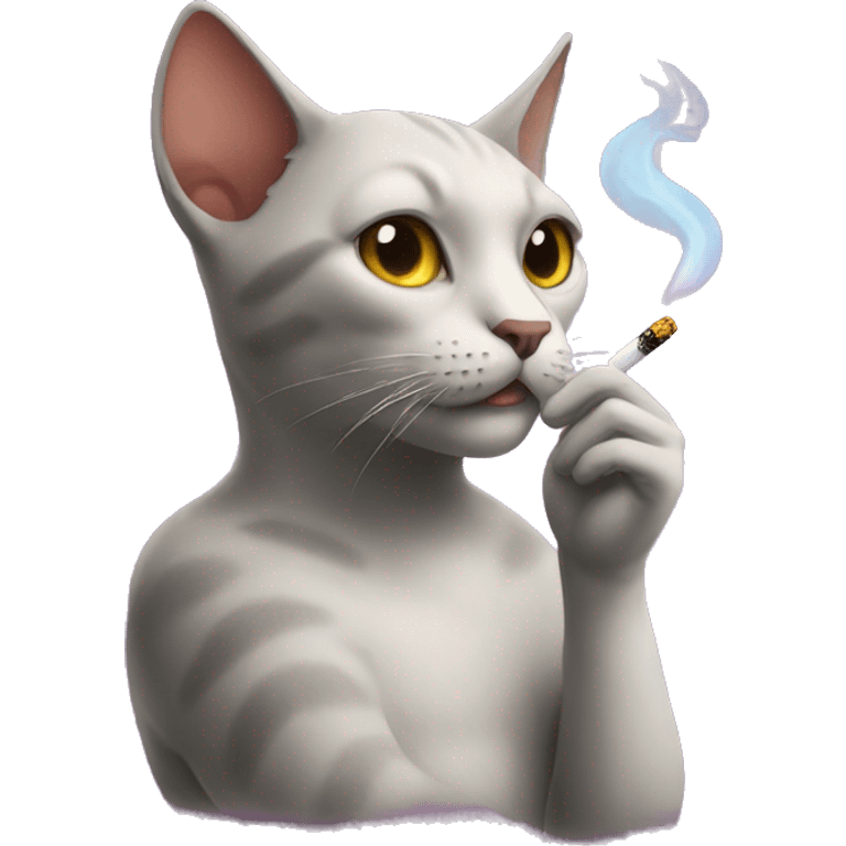 Cat lights cigarette  emoji