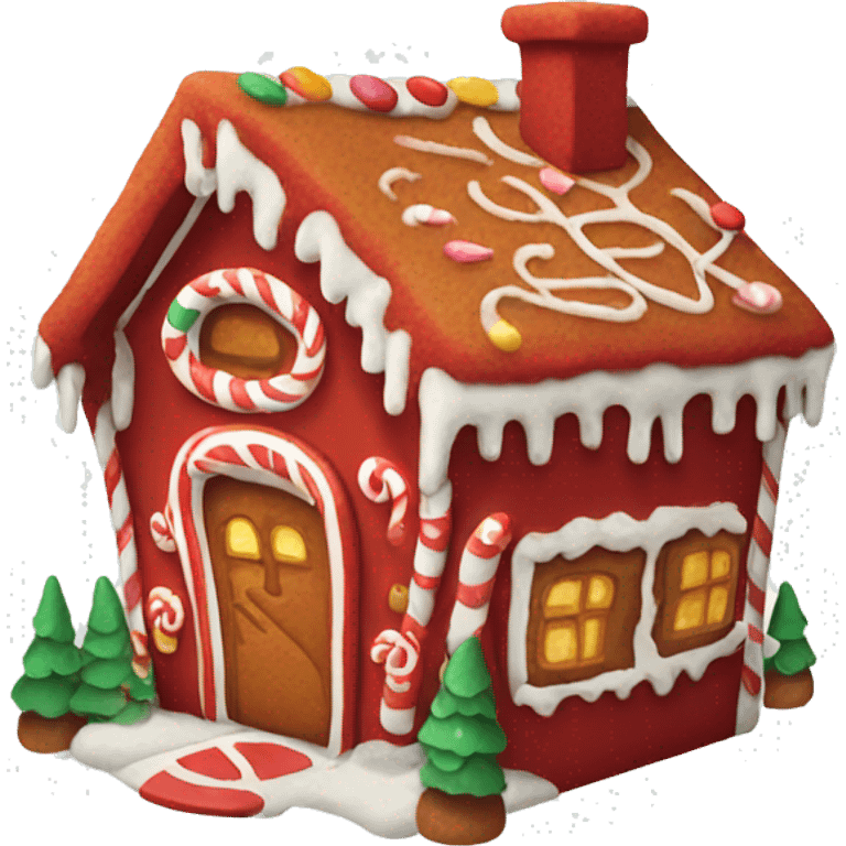 Cosy Red gingerbread house  emoji